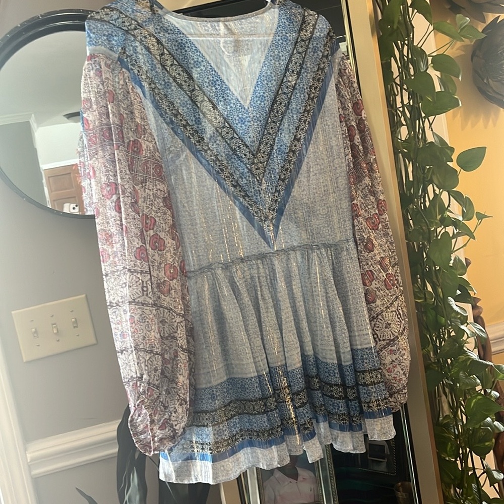 Free people, blue and white multicolor size large worn once
